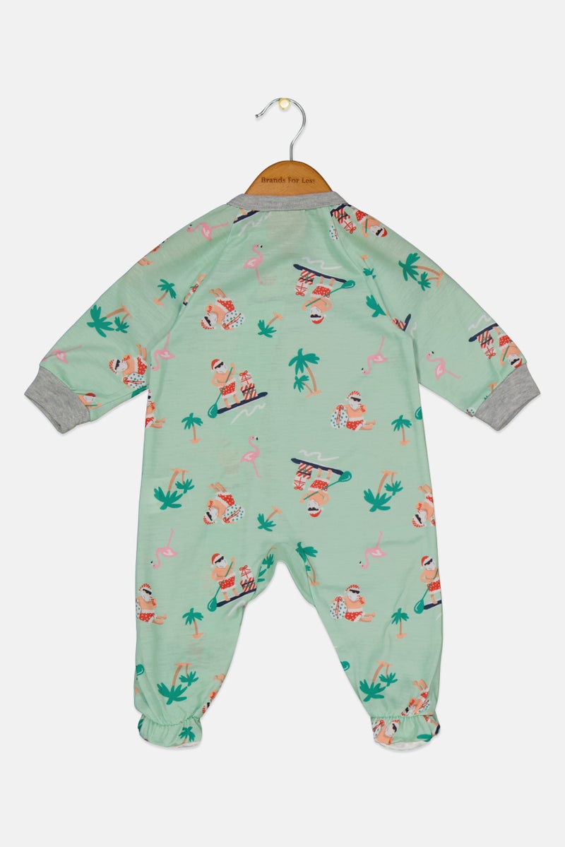 Family PJs Toddlers Boy Allover Print Rompers, Green Combo - Image 2